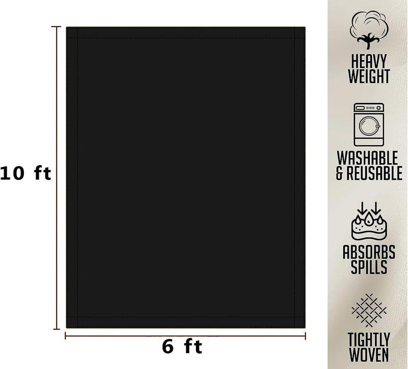 ZUPERIA Black Drop Cloth (6 x 10 Feet - Pack of 2) - Pure Canvas Drop Cloth for Painting, Curtains & Floor Protection Washable & Reusable Tight Woven Paint Cover for Multipurpose use - Image 3